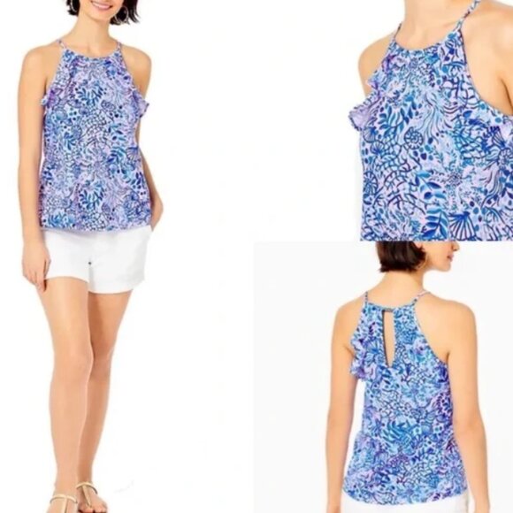 NWT Lilly Pulitzer, Billie Top, Calla Lilly Pink High Tide Good Vibes - Picture 2 of 2